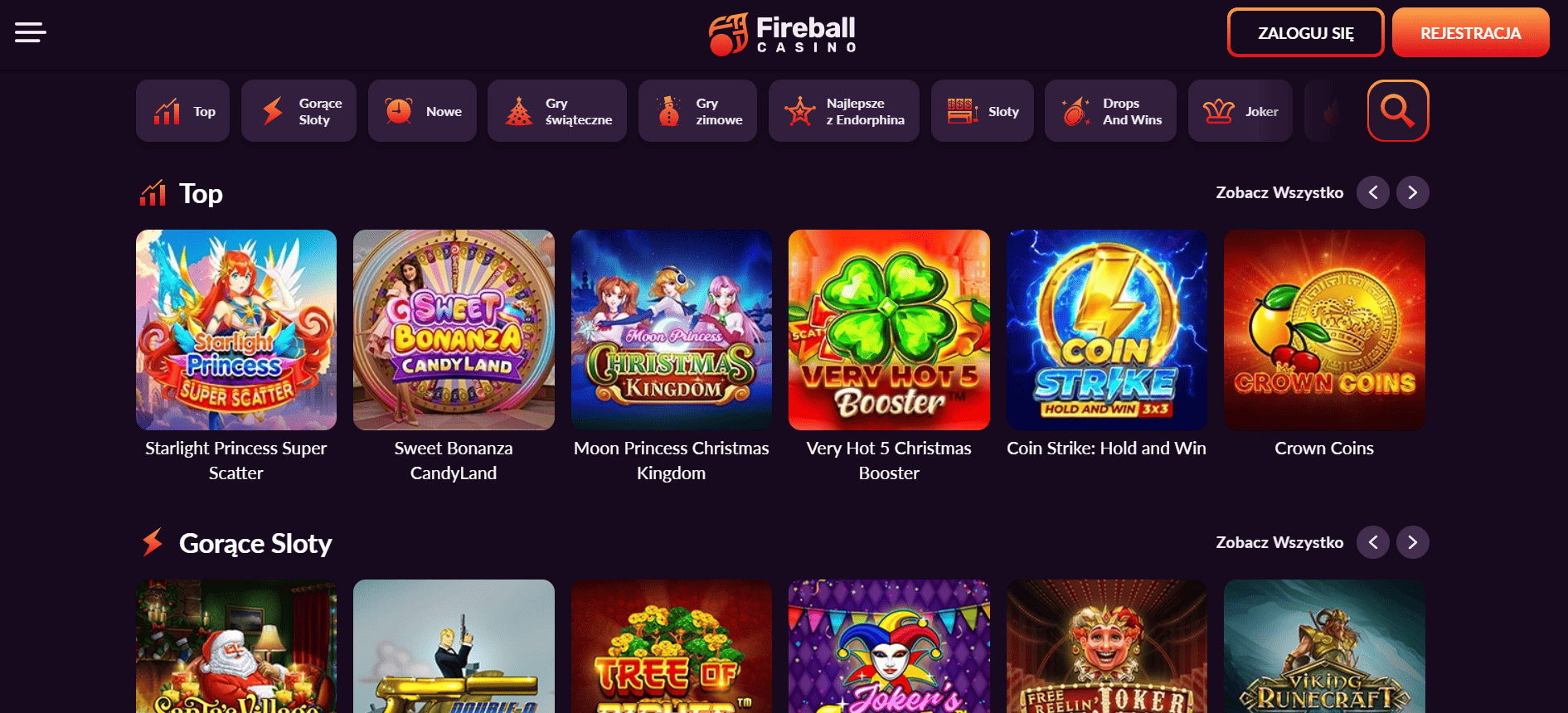 Przegląd gier hazardowych dostępnych w Fireball Casino
